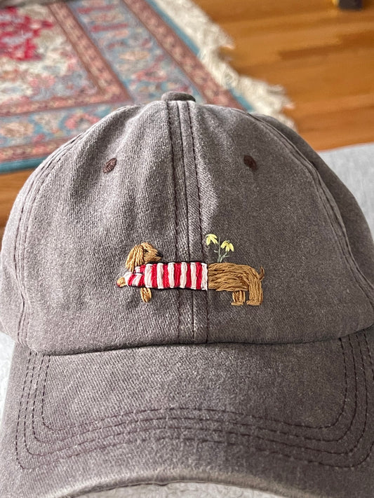 Hand embroidered dog cap